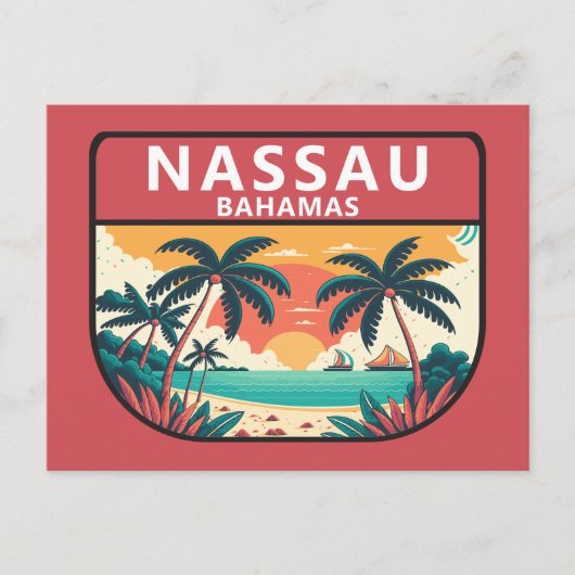 Carte Postale Emblème rétro de Nassau Bahamas (Devant)