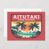 Carte Postale Emblème rétro des îles Cook Aitutaki (Devant / Derrière)
