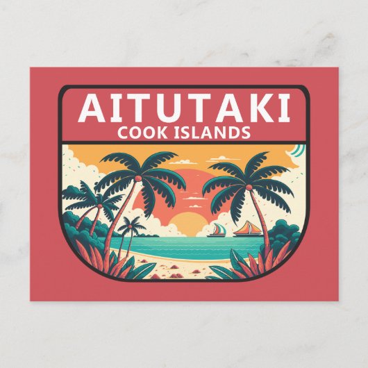 Carte Postale Emblème rétro des îles Cook Aitutaki (Devant)