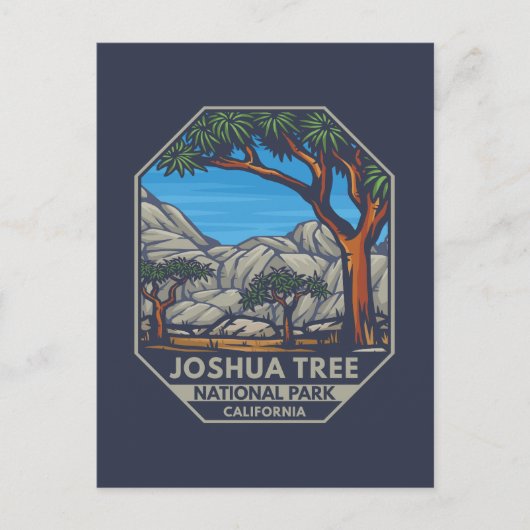 Carte Postale Emblème rétro du parc national de Joshua Tree (Devant)