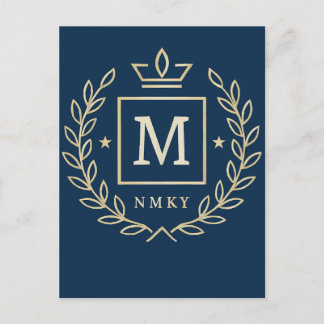 Carte Postale "Emblème Royal NMKY – Monogramme M Crest Design"
