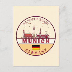 Carte Postale Emblème Skyline de Munich Allemagne