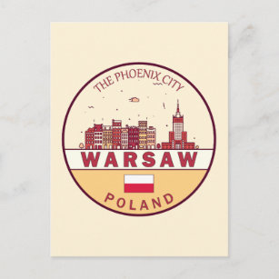 Carte Postale Emblème Skyline de Varsovie Pologne