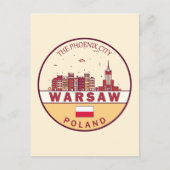 Carte Postale Emblème Skyline de Varsovie Pologne (Devant)