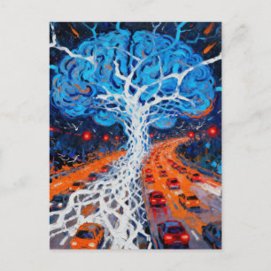 Carte Postale Embouteillage dans le cerveau surréaliste