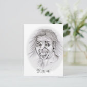 Carte Postale Embrasse-moi ! Dessin drôle noir et blanc Design (Debout devant)