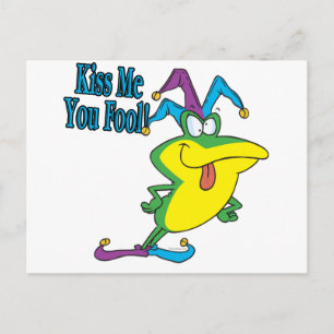 Carte Postale embrasse-moi, imbécile dessin de grenouille jester