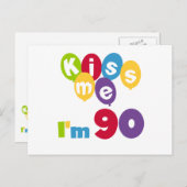 Carte Postale Embrasse-moi J'ai 90 T-shirts et cadeaux d'anniver (Devant / Derrière)