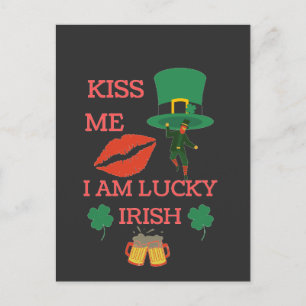Carte Postale Embrasse-moi je suis chanceux irlandais aujourd'hu