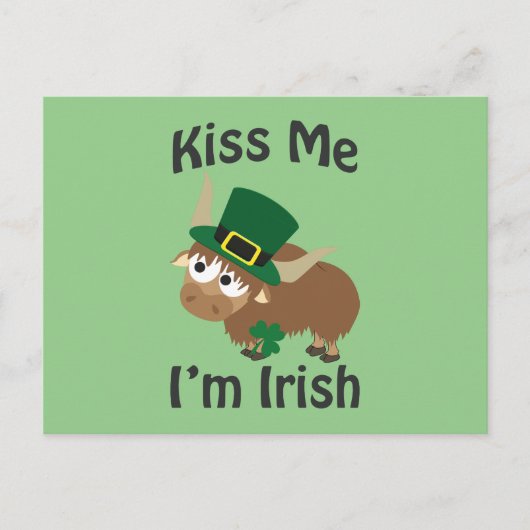 Carte Postale Embrasse-moi Je suis Irlandais Yak (Devant)