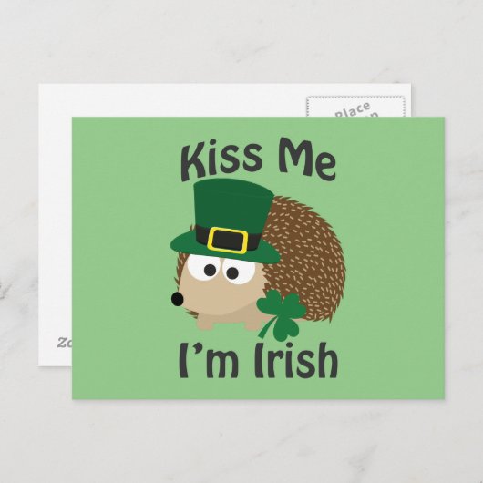Carte Postale Embrasse-moi Je suis un hérisson irlandais (Devant / Derrière)