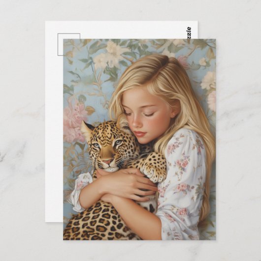 Carte Postale Embrasser avec Leopard (Devant / Derrière)