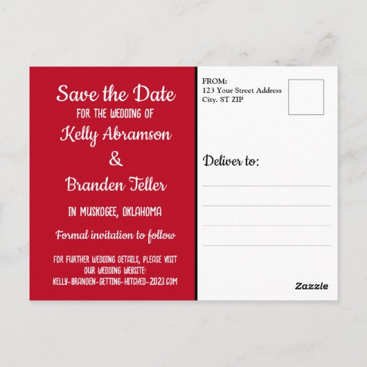 Carte Postale Embrasser les veaux Mariage Enregistrer la date (Dos)