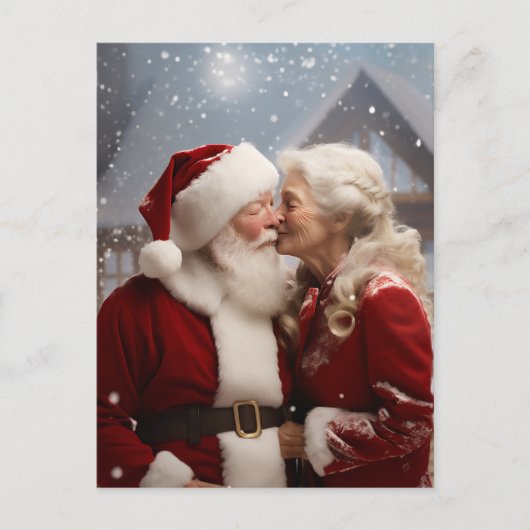 Carte Postale Embrasser M. et Mme Père Noël (Devant)