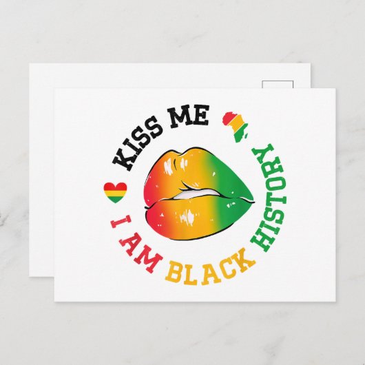 Carte Postale Embrassez-moi, je suis Mois de l'histoire des Noir (Devant / Derrière)