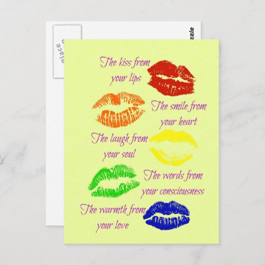 Carte Postale Embrassez-vous de vos lèvres (Devant / Derrière)