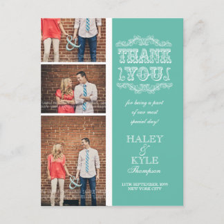 Carte Postale Emerald Aqua Photo Mariage Merci