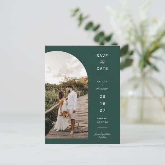 Carte Postale Emerald Green Arch Photo QR Code Enregistrer la da (Debout devant)