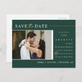 Carte Postale Emerald Green Gold Enregistrer la date Calendrier (Devant / Derrière)