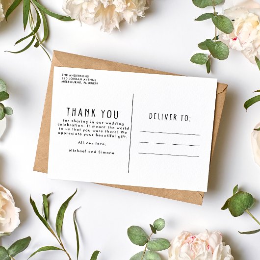 Carte Postale Emerald Green Photo Mariage Merci