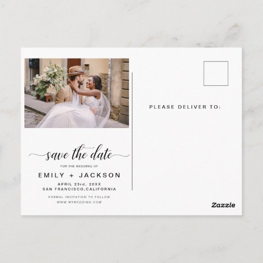 Carte Postale Emerald Green Save the Date 4 Photo Modern (Dos)