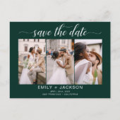 Carte Postale Emerald Green Save the Date 4 Photo Modern (Devant)