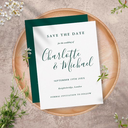 Carte Postale Emerald Green Script Wedding Save the Date