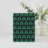 Carte Postale Emerald Green Sparkles Shamrock motif noir (Debout devant)