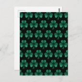 Carte Postale Emerald Green Sparkles Shamrock motif noir (Devant / Derrière)