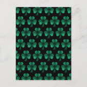 Carte Postale Emerald Green Sparkles Shamrock motif noir (Devant)