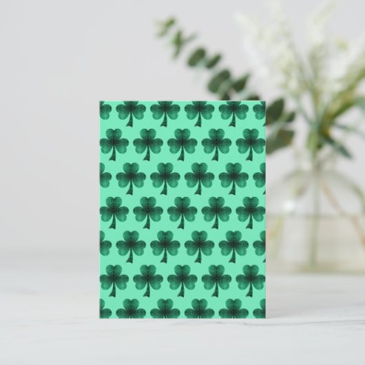 Carte Postale Emerald Green Sparkles Shamrock motif turquoise (Debout devant)
