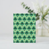 Carte Postale Emerald Green Sparkles Shamrock motif vert sauge (Debout devant)