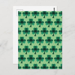 Carte Postale Emerald Green Sparkles Shamrock motif vert sauge
