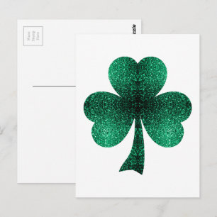 Carte Postale Emerald Green Sparkles Shamrock St Patrick's Day