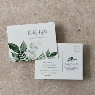 Carte postale Emerald Greenery Menu Choice Wedice