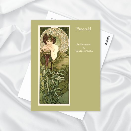 Carte Postale Emerald Precit Stones Series Alphonse Mucha