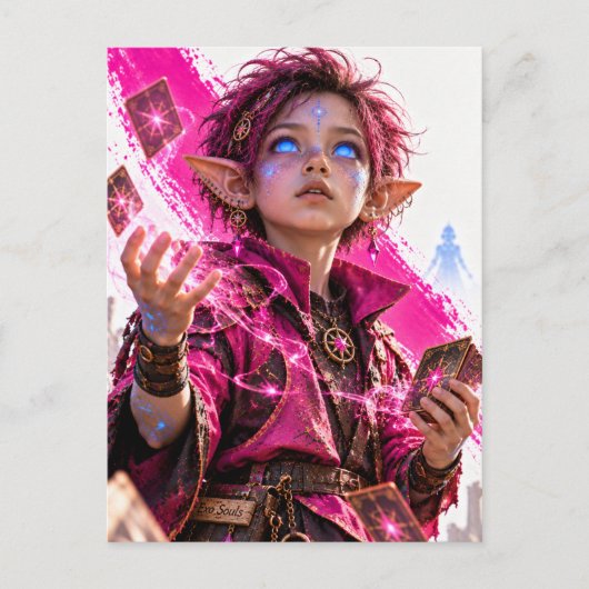 Carte Postale Émerveillement / Petit Magicien / Fuchsia (Devant)
