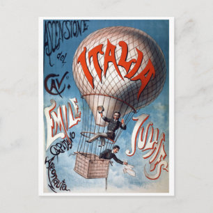 Carte Postale Emile Julhes Balloonist Illustration Vintage