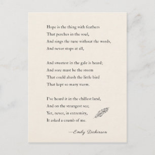 Carte Postale Emily Dickinson L'espoir poétique est quelque chos