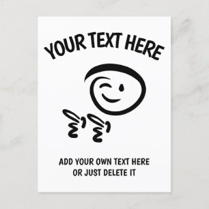 Carte Postale Emoji Winking Face avec Modèle Doodle Fingerguns
