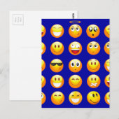 Carte Postale emojis bleu foncé (Devant / Derrière)