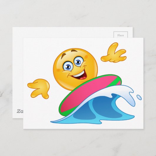 Carte Postale émoticône surf (Devant / Derrière)