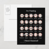 Carte postale Émotions de baseball (Devant / Derrière)