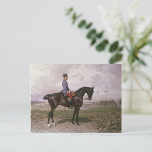 Carte Postale Empereur Franz Joseph I sur son cheval autrichien (Debout devant)