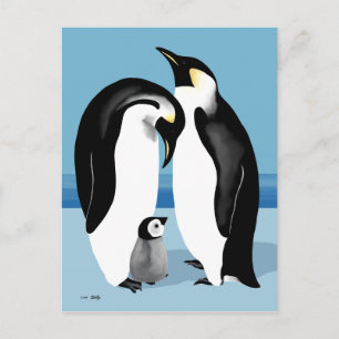 Carte Postale Empereur Penguin Avec Bébé Chick
