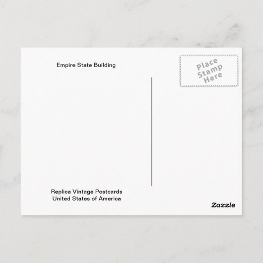 Carte Postale Empire State Building 1930 (Dos)