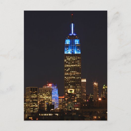 Carte Postale Empire State Building 30 Rocher en bleu pour Autis (Devant)