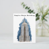 Carte Postale Empire State Building New York Aquarelle  (Debout devant)