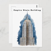 Carte Postale Empire State Building New York Aquarelle  (Devant / Derrière)