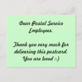 Carte Postale Employés du Service Postal Merci (Devant)